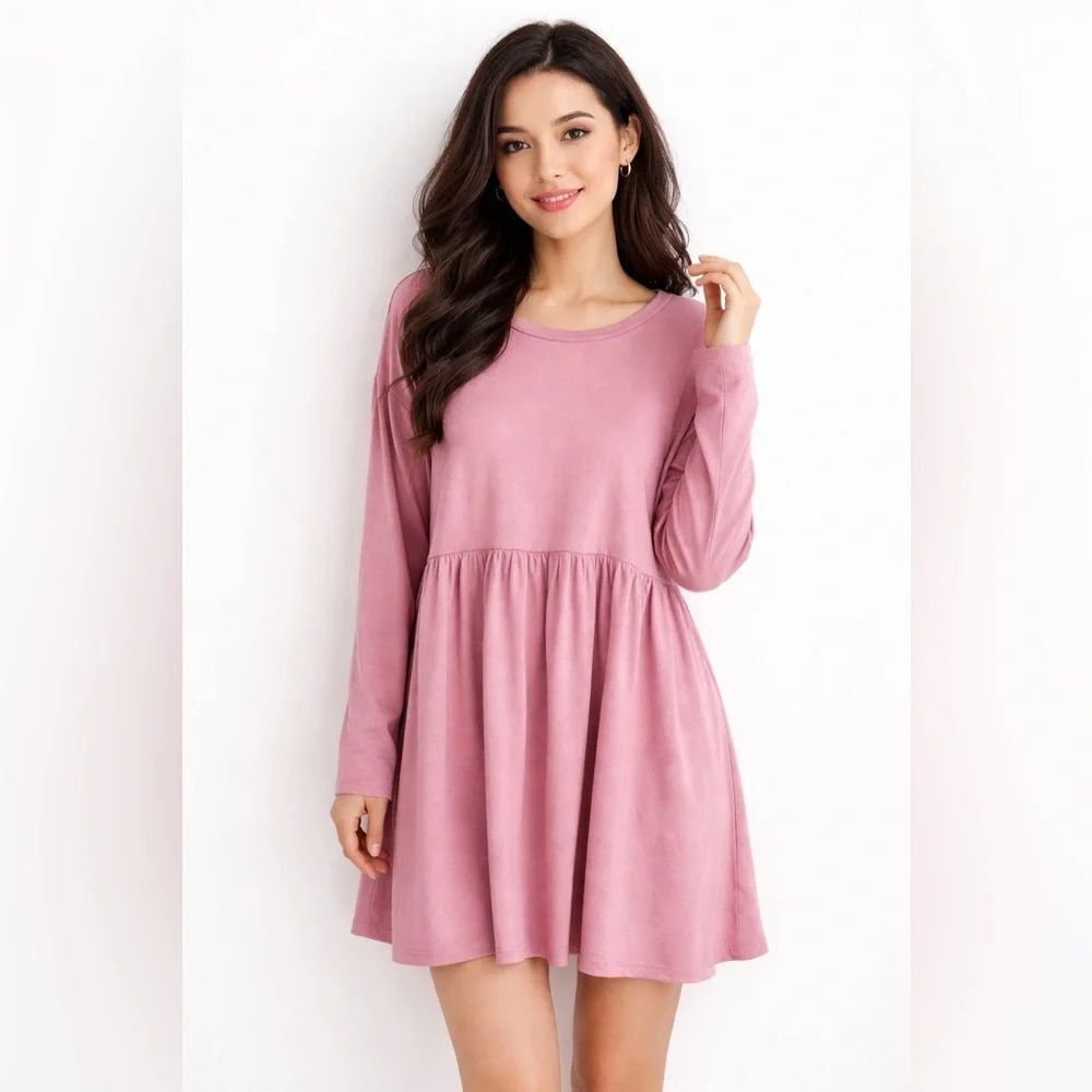 Nordstrom Baea Purple Baby Doll Long Sleeves Oversized Dress 2XL